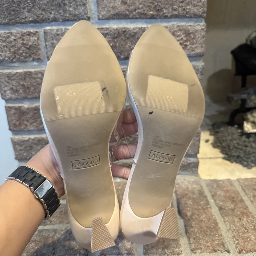 Abound Alana Block Heel Slide Sandals Open Toe Women's Clear BeigeCream Size 10M